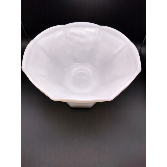 Vintage 1950s Octagonal Milk Glass Grapevine Embossed Table Centerpiece Compote - Picture 9 of 11